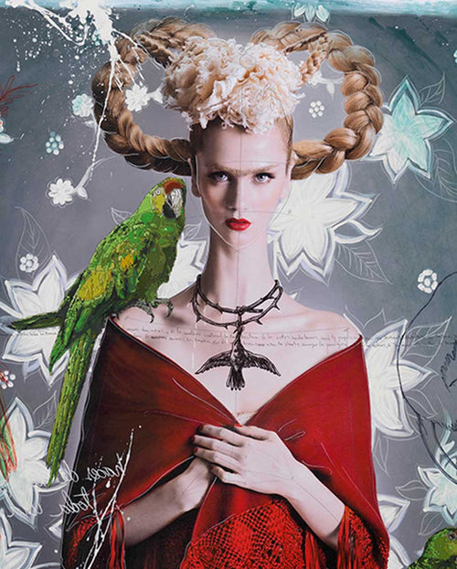 Blonde Frida with Red Shawl